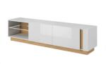 Mobikon Comoda TV pal alb lucios maro stejar Grandson City 188x40x46 cm (0000239431) Comoda