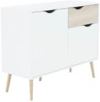 Mobikon Comoda, 2 usi, 1 sertar, din pal stejar sonoma alb, Oslo, 98x39x81 cm (0000106519) Comoda