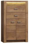 Mobikon Comoda 2 usi 2 sertare din pal maro frasin Infinity 76x42x127 (0000108465) Comoda