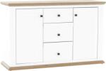 Mobikon Comoda 2 usi 3 sertare mdf alb stejar Grand Leon 140x45x87 cm (0000264795) Comoda