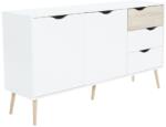 Mobikon Comoda, 2 usi, 4 sertare, din pal stejar sonoma alb, Oslo, 147x39x81 cm (0000106520) Comoda