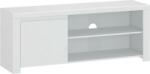 Mobikon Comoda TV mdf alb lucios Lindy 156x42x61 cm (0000303560) Comoda
