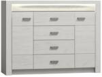 Mobikon Comoda 2 usi 4 sertare din pal alb frasin Infinity 137x42x104 cm (0000108487) Comoda