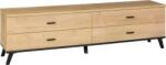 Mobikon Comoda TV mdf natur stejar lefkas negru Siran 181x40x50 cm (0000263076) Comoda