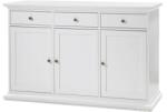 Mobikon Comoda 3 sertare 3 usi pal laminat mdf lacuit alb Paris 144x46x92 cm (0000149832) Comoda