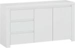 Mobikon Comoda 2 usi 3 sertare mdf alb lucios Lindy 156x42x85 cm (0000303627) Comoda