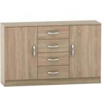 Mobikon Comoda 2 usi 4 sertare mdf maro stejar sonoma Betty 150x39.4x93.9 cm (0000209847) Comoda