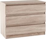 Mobikon Comoda cu 3 sertare din mdf maro stejar sonoma Hany 90x49x73.5 cm (0000281044) Comoda