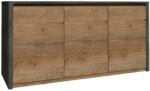 Mobikon Comoda, 3 usi, din pal maro stejar lefkas inchis gri, Montana, 130x80x43 cm (0000237734) Comoda