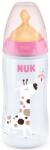 Nuk Biberon Nuk First Choice - Temperature control, cu suzeta de cauciuc, 300ml, roz, girafa (10741927)