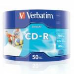 Verbatim CD-R Vrbatim Data Life Inkjet Printable 80MIN. /700MB 52X (PRINTABLE) - 50 buc. în celofan