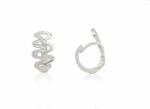 Ezüst fülbevaló bepattintós dupla hullám mintával