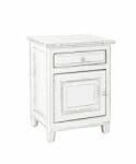 Bizzotto Noptiera 1 sertar 1 usa lemn alb antichizat Colette 50x40x65h (0745085)