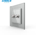 LIVOLO Priza dubla Satelit cu panou sticla, Livolo (VL-2FCSL-1IP-P7E)