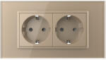 LIVOLO Priza Schuko dubla cu rama sticla 4 M standard italian Livolo (VL-C9-C2EU-13)