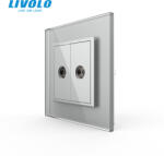 LIVOLO Priza dubla TV + TV cu panou din sticla Livolo (VL-2FCTV-1IP-P7E)