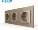 LIVOLO Priza tripla Schuko cu panou din sticla Crystal Livolo (VL-C7-3FCTC16A-6A)