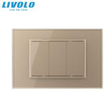 LIVOLO Intrerupator mecanic triplu cu revenire 3M, cu rama sticla Livolo (VL-3FCMH-1AP-P9E)