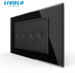 LIVOLO Intrerupator tactil dublu + Intrerupator tactil dublu, 4M, cu rama sticla Livolo (VL-2FC2-2BP-P9E)