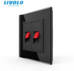 LIVOLO Priza dubla cabluri audio cu panou din sticla securizata Livolo (VL-2FCSD-1BP-P7E)