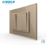 LIVOLO Intrerupator mecanic dublu cap scara 3M, cu rama sticla Livolo (VL-2FCMKS-1AP-P9E-1FCMB)