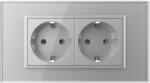 LIVOLO Priza Schuko dubla cu rama sticla 4 M standard italian Livolo (VL-C9-C2EU-15)