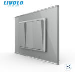 LIVOLO Intrerupator mecanic dublu cap scara 3M, cu rama sticla Livolo (VL-2FCMKS-1IP-P9E-1FCMB)
