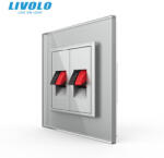 LIVOLO Priza dubla cabluri audio cu panou din sticla securizata Livolo (VL-2FCSD-1IP-P7E)