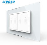 LIVOLO Intrerupator tactil qvadruplu cap scara cruce + rama sticla 4M Livolo (VL-2FC2S-2WP-P9E)