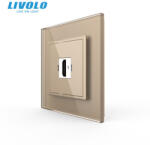 LIVOLO Priza simpla mare HDMI cu panou din sticla Livolo (VL-FCHD-2AP-VL-P7E)