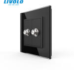 LIVOLO Priza dubla Satelit cu panou sticla, Livolo (VL-2FCSL-1BP-P7E)