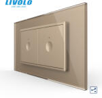 LIVOLO Intrerupator tactil simplu cap scara + Intrerupator tactil simplu cap scara, 4M, cu rama sticla crystal Livolo (VL-2FC1S-2AP-P9E)