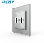 LIVOLO Priza dubla HDMI cu panou din sticla securizata Livolo (VL-2FCHD-1IP-P7E)