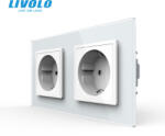 LIVOLO Priza Schuko dubla cu panou din sticla Livolo (VL-C7-2FCTC16A-4W)