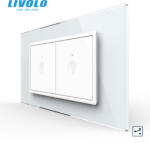 LIVOLO Intrerupator tactil simplu cap scara + Intrerupator tactil simplu cap scara, 4M, cu rama sticla crystal Livolo (VL-2FC1S-2WP-P9E)