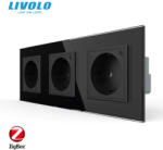 LIVOLO Priza tripla schuko zigbee cu control din aplicatia mobila Livolo (VL-3FCTC16AZ-2BP-P7E/E/E)