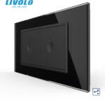 LIVOLO Intrerupator tactil simplu cap scara + Intrerupator tactil simplu cap scara, 4M, cu rama sticla crystal Livolo (VL-2FC1S-2BP-P9E)