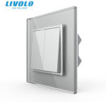 LIVOLO Intrerupator mecanic dublu cruce 2M, cu rama sticla Livolo (VL-2FCMM10A-1IP-P7E)