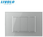 LIVOLO Intrerupator mecanic triplu cu revenire 3M, cu rama sticla Livolo (VL-3FCMH-1IP-P9E)