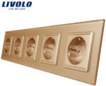 LIVOLO Priza cvintupla Schuko cu panou din sticla Livolo (VL-C7-5FCTC16A-10A)
