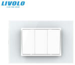 LIVOLO Intrerupator mecanic triplu cu revenire 3M, cu rama sticla Livolo (VL-3FCMH-1WP-P9E)