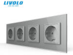 LIVOLO Priza cvadrupla Schuko cu panou din sticla Livolo (VL-C7-4FCTC16A-8I)