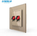 LIVOLO Priza dubla cabluri audio cu panou din sticla securizata Livolo (VL-2FCSD-1AP-P7E)