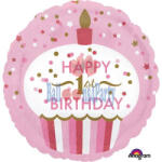 Anagram Balon folie briosa roz happy Birthday Prima aniversare 1 an 43cm