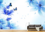 Persona Tapet Premium Canvas - Flori albastre si fluturi abstract - tapet-canvas - 720,00 RON