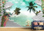 Persona Tapet Premium Canvas - Paunul palmierii si zidul 3d abstract - tapet-canvas - 340,00 RON