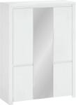 T-K-2020 Dulap cu oglinda Lindy 202 cm alb lucios Garderoba