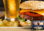 Persona Tapet Premium Canvas - Burger cu chipsuri si pahar de bere - tapet-canvas - 480,00 RON