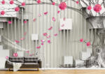 Persona Tapet Premium Canvas - Trandafirii petalele si cuburile 3d abstract - tapet-canvas - 720,00 RON