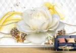 Persona Tapet Premium Canvas - Trandafirul alb cu perle 3d abstract - tapet-canvas - 340,00 RON